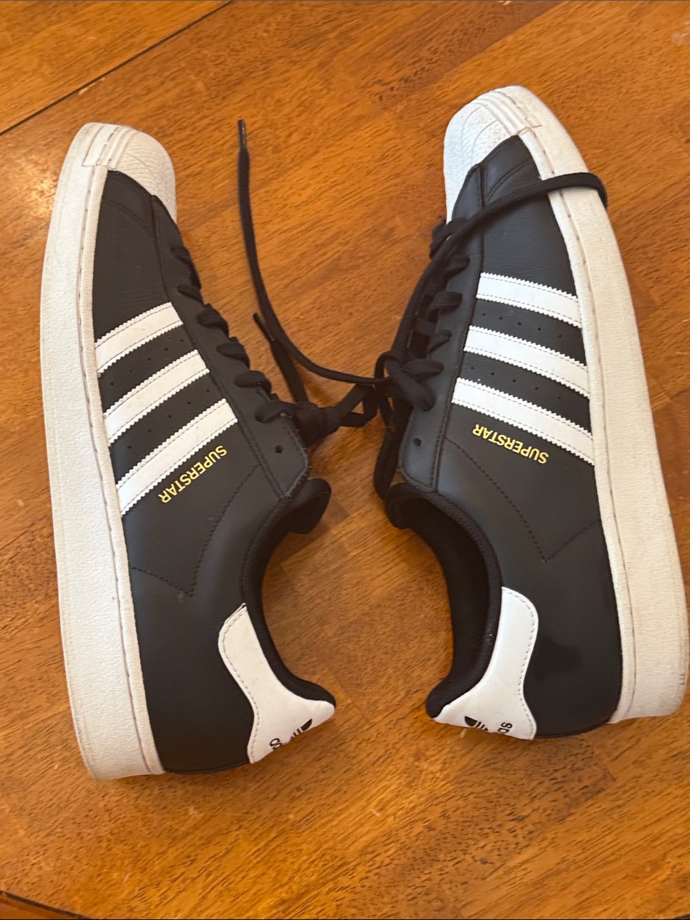 adidas Black and White Superstar Low-Top Sneakers size 14